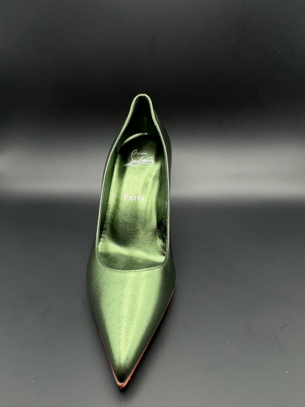 Christian Louboutin Kate 100 Metallic Green Forest Pumps Heels EU 37 - Picture 2 of 13